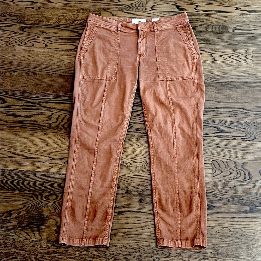 Anthropologie Rust-Terracotta Straight Leg Pants